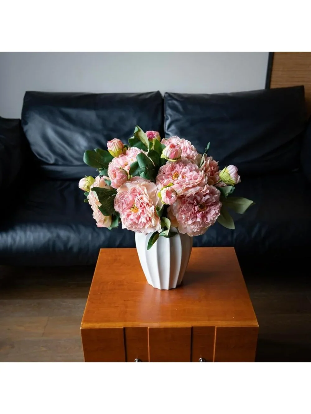 Vintage Silk Peony Artificial Flowers - Large Long Stem Home Decor (Pink, 4PCS)